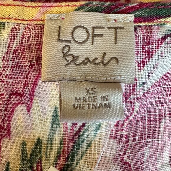 LOFT Beach Palm Tie-Front Linen Romper XS NWT Resort Cruise Vacation Summer - Picture 8 of 10